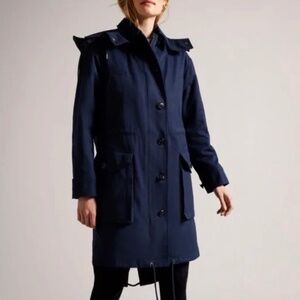 Ted Baker Military style jacket in navy, size 4 (equivalent to US size 8-10)